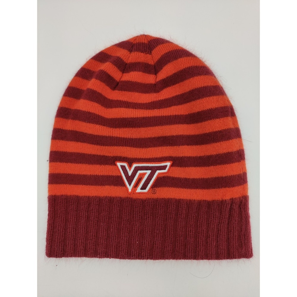 Virginia Tech Hokies G-III Sports Striped Knit Beanie Hat Maroon Orange VT Logo